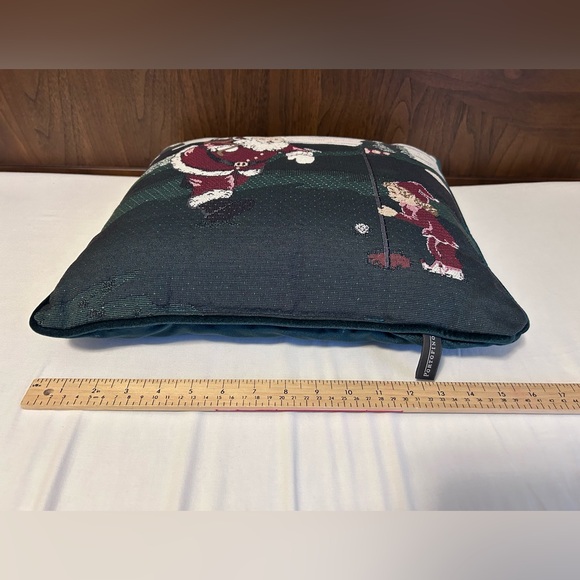 Portofino tapestry velvet holiday Festive Santa Golf Throw Pillow xmas decor - Picture 3 of 5